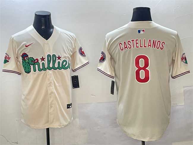 Men%27s Philadelphia Phillies #8 Nick Castellanos Cream Phanatic Limited Stitched Jersey->philadelphia phillies->MLB Jersey